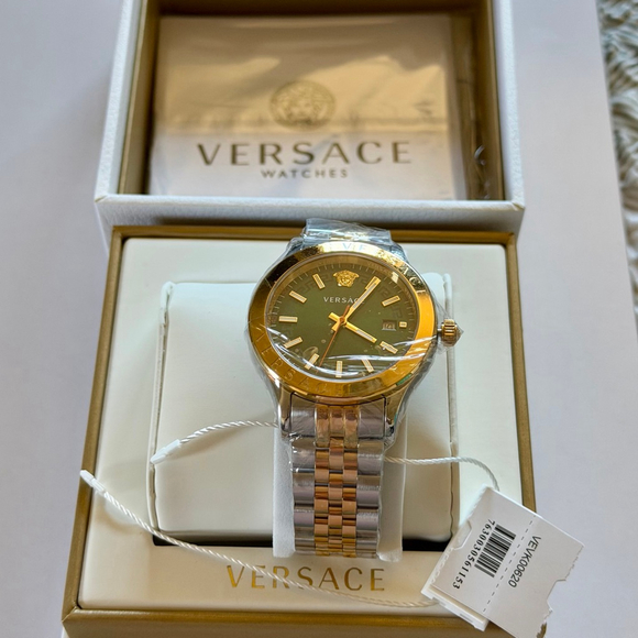 Versace Hellenyium Two Tone Green Dial Watch - Picture 2 of 14